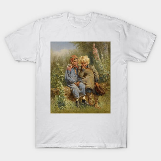 Peasant Children at Rest by Konstantin Makovsky T-Shirt by Classic Art Stall